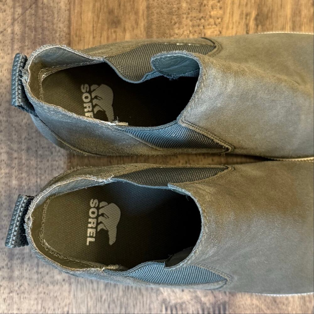 Sorel Out N About Wedge Booties Suede Leather Pull-On Boots Green Women’s 8.5 - Picture 6 of 10